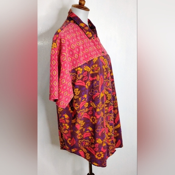 VINTAGE GITANO RAYON LARGE BLOUSE - Picture 1 of 9